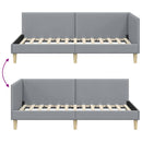Hjørnesengramme Lysegrå 100 cm x 200 cm Stof og krydsfiner