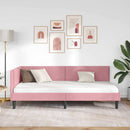 Hjørnesengramme med hovedgærde Lyserød 90 cm x 190 cm Fløjl