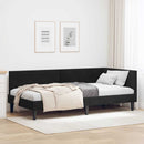 Hjørnesengramme med hovedgærde Sort 90 cm x 190 cm Fløjl