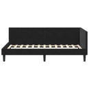 Hjørnesengramme med hovedgærde Sort 90 cm x 190 cm Fløjl