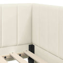 Hjørnesengramme med hovedgærde Creme 100 cm x 200 cm Fløjl