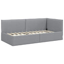 Hjørnesengramme med hovedgærde Lysegrå 90 x 190 cm Stof