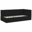 Hjørnesengramme med hovedgærde Sort 90 x 200 cm Stof