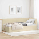 Hjørnesengramme med hovedgærde Creme 90 x 200 cm Stof