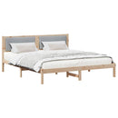 Sengestel med hovedgærde Lysegrå 200 x 200 cm Massiv fyrretræ