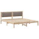 Sengestel med hovedgærde Gråbrun 200 x 200 cm Massiv fyrretræ