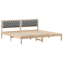 Sengestel med hovedgærde Lysegrå 200 x 200 cm Massiv fyrretræ
