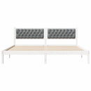Sengestel med hovedgærde Lysegrå 200 x 200 cm Massiv fyrretræ