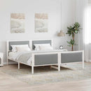 Sengestel med hovedgærde Lysegrå 200 x 200 cm Stof