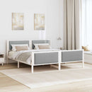 Sengestel med hovedgærde Lysegrå 200 x 200 cm Stof