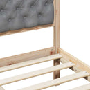 Sengestel med hovedgærde Lysegrå 200 x 200 cm Massiv fyrretræ