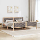 Sengestel med hovedgærde Gråbrun 200 x 200 cm Massiv fyrretræ