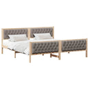 Sengestel med hovedgærde Gråbrun 200 x 200 cm Massiv fyrretræ