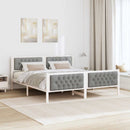 Sengestel med hovedgærde Lysegrå 180 x 200 cm Massiv fyrretræ