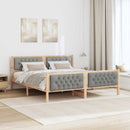 Sengestel med hovedgærde Lysegrå 160 x 200 cm Massiv fyrretræ
