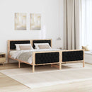Sengestel med hovedgærde Sort 160 x 200 cm Massiv fyrretræ
