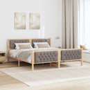 Sengestel med hovedgærde Gråbrun 160 x 200 cm Massiv fyrretræ