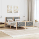 Sengestel med hovedgærde Lysegrå 150 x 200 cm Massiv fyrretræ