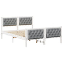 Sengestel med hovedgærde Lysegrå 150 x 200 cm Massiv fyrretræ