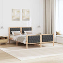 Sengestel med hovedgærde Mørkegrå 140 x 200 cm Massiv fyrretræ