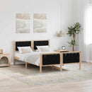 Sengestel med hovedgærde Sort 140 x 200 cm Massiv fyrretræ
