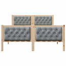 Sengestel med hovedgærde Lysegrå 140 x 190 cm Massiv fyrretræ