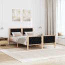 Sengestel med hovedgærde Sort 140 x 190 cm Massiv fyrretræ