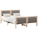 Sengestel med hovedgærde Gråbrun 140 x 190 cm Massiv fyrretræ