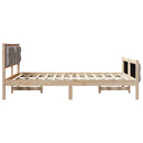 Sengestel med hovedgærde Gråbrun 140 x 190 cm Massiv fyrretræ
