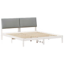 Sengestel Hvid og lys grå 200 x 200 cm Massivt fyrretræ