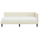 Hjørnesengramme med Madras Creme 90 x 190 cm Fløjl