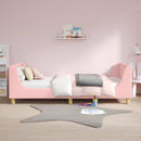 Børnesengestel med hovedgærde Lyserød 90 x 190 cm Bouclé