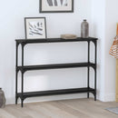 Konsolbord med hylde Sort eg 100 x 22,5 x 75 cm Konstrueret træ