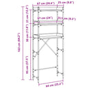 Vaskemaskinehylde Sort 0ak 67 x 25 x 163 cm Konstrueret træ