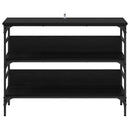 Konsolbord med hylde Sort eg 100 x 32 x 75 cm Konstrueret træ