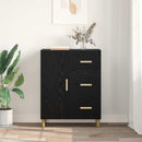 Sideboard med skuffe Sort eg 34 x 69,5 x 90 cm Konstrueret træ