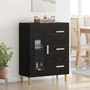 Sideboard med skuffe Sort eg 69,5 x 34 x 90 cm Konstrueret træ