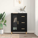 Sideboard med skuffe Sort eg 69,5 x 34 x 90 cm Konstrueret træ