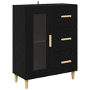 Sideboard med skuffe Sort eg 69,5 x 34 x 90 cm Konstrueret træ