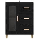 Sideboard med skuffe Sort eg 69,5 x 34 x 90 cm Konstrueret træ