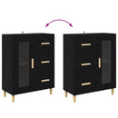 Sideboard med skuffe Sort eg 69,5 x 34 x 90 cm Konstrueret træ