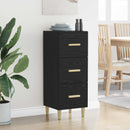Sideboard med skuffe Sort eg 34.5 x 34 x 90 cm Konstrueret træ