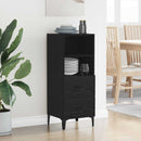 Sideboard med skuffe Sort eg 34 x 34,5 x 90 cm Konstrueret træ