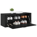 Sko skab med hylde Sort eg 100 x 35 x 38 cm Konstrueret træ