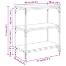 Bogskab 3 niveauer 60 x 33 x 70,5 cm Ingeniørt træ og jern