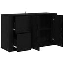 Sideboard med skuffe Sort eg 100 x 33 x 59.5 cm Konstrueret træ