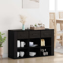 Sideboard med skuffe Sort eg 100 x 30 x 59,5 cm Konstrueret træ