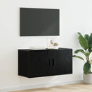 Vægmonteret TV Skab Sort eg 80 x 34,5 x 40 cm Konstrueret træ