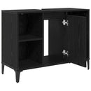 Vaskeskab med dør Sort eg 80 x 33 x 60 cm Ingeniørt træ og jern
