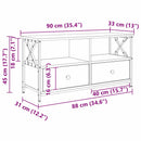 TV-skab med skuffe Sort eg 90 x 33 x 45 cm Ingeniørtræ og stål